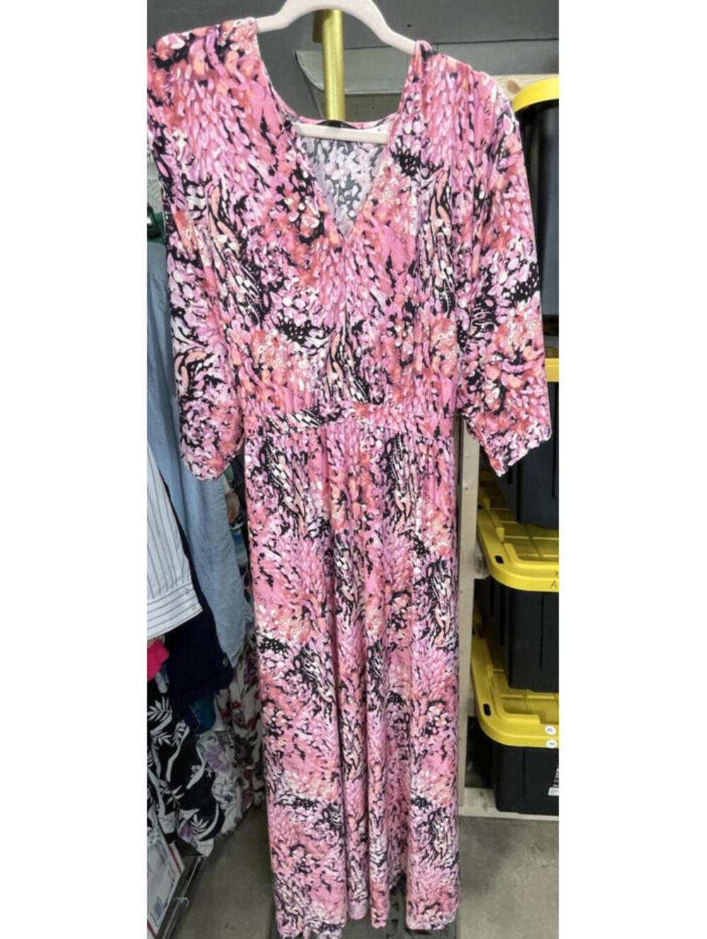 Ellos Women's Maxi Dress 2X 26-28 Rose Pink Multi Floral Print Casual A-Line
